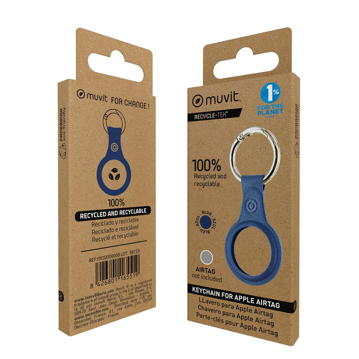 Porte-clés Muvit for Change Bleu Étui AirTag