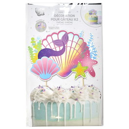 Party Time Jeu de 2 Décorations de Gâteau Sirène