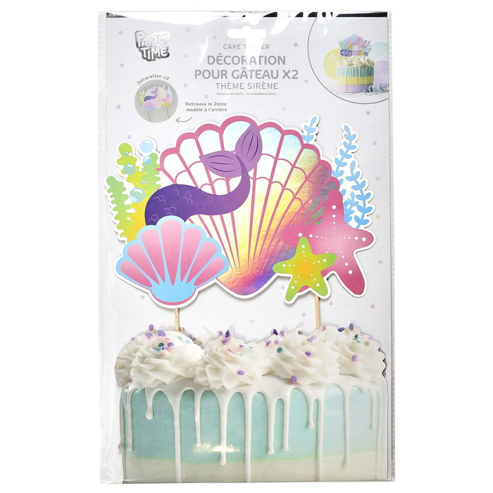Party Time Jeu de 2 Décorations de Gâteau Sirène Party Time Jeu de 2 Décorations de Gâteau Sirène
