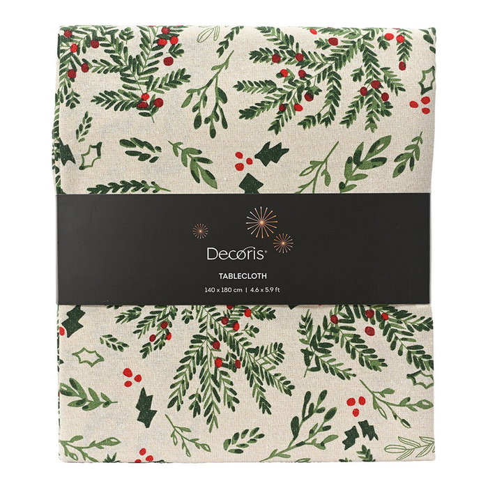 Decoris Nappe de Noël en coton motif gui 140 x 180 cm Decoris Nappe de Noël en coton motif gui 140 x 180 cm