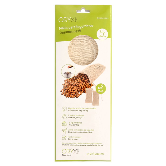 ORYX Lot de 2 mailles en coton biologique pour légumineuses 1 kg