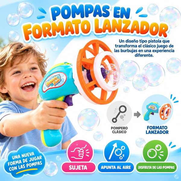 JugaToys Pistolet lanceur de bulles avec solution incluse JugaToys Pistolet lanceur de bulles avec solution incluse