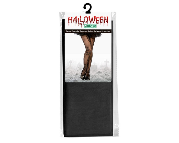 Atosa Collants résille noirs avec crânes pour déguisement de Mort Mexicaine