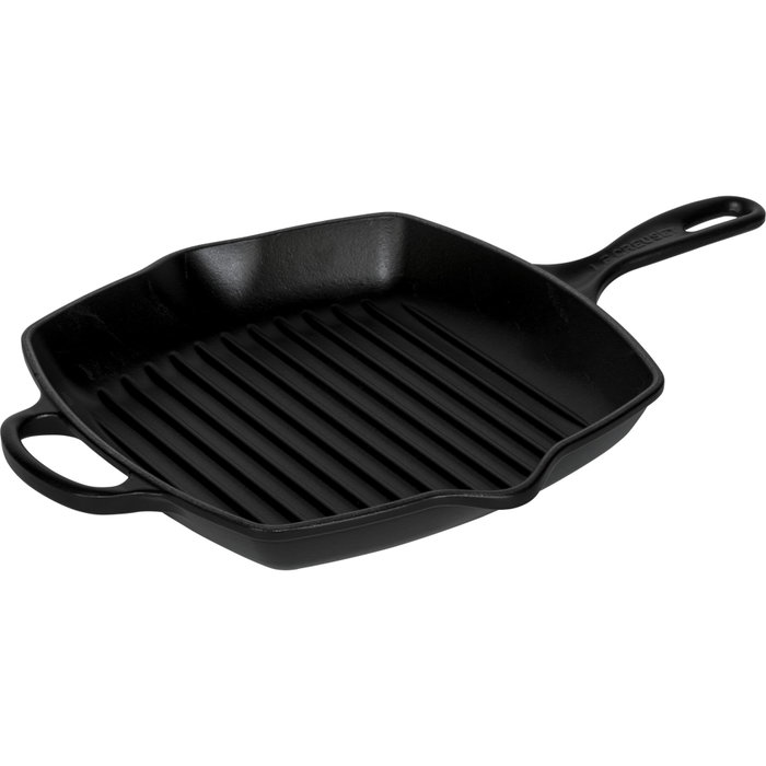 Le Creuset Poêle à griller Signature carrée 26 cm noir satiné