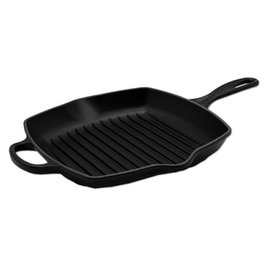 Le Creuset Poêle à griller Signature carrée 26 cm noir satiné