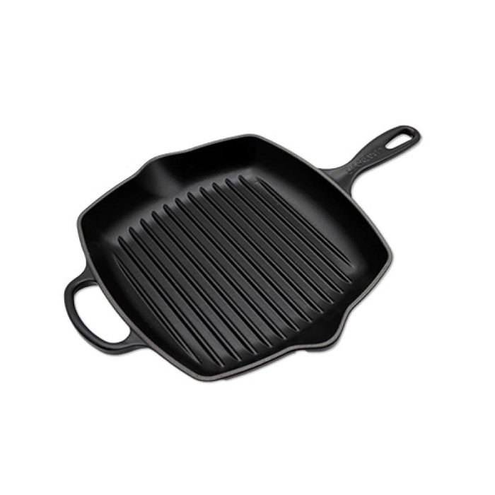 Le Creuset Poêle à griller Signature carrée 26 cm noir satiné
