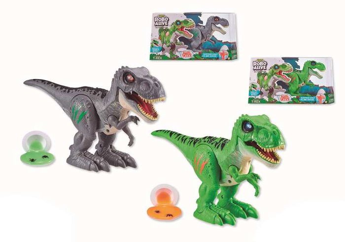 Zuru Robo Alive T-Rex Dinosaure Robot 31 cm - Marche, Mord & Rugit - Oeuf avec Slime - Modèles Assortis