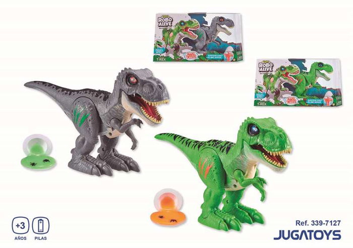 Zuru Robo Alive T-Rex Dinosaure Robot 31 cm - Marche, Mord & Rugit - Oeuf avec Slime - Modèles Assortis