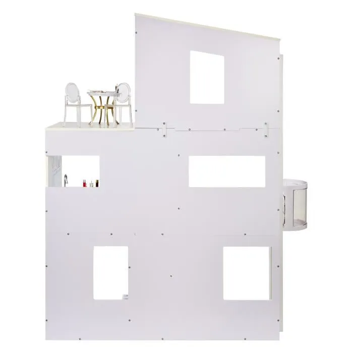 Rainbow High Townhouse - Maison de poupée en bois 3 étages 6 pièces avec ascenseur fonctionnel et meubles - Maison Rainbow High pour figurines