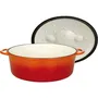 GSW Cocotte ovale en fonte 33 x 25 cm orange, intérieur blanc émaillé, compatible induction, four jusqu'à 240°C