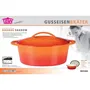 GSW Cocotte ovale en fonte 33 x 25 cm orange, intérieur blanc émaillé, compatible induction, four jusqu'à 240°C
