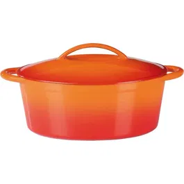 GSW Cocotte ovale en fonte 33 x 25 cm orange, intérieur blanc émaillé, compatible induction, four jusqu'à 240°C