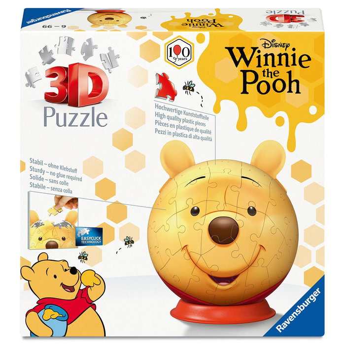 Ravensburger Puzzle 3D Winnie Pooh Disney avec Oreilles - 72 Pièces - À Partir de 6 Ans - Réf. 12008070 Ravensburger Puzzle 3D Winnie Pooh Disney avec Oreilles - 72 Pièces - À Partir de 6 Ans - Réf. 12008070
