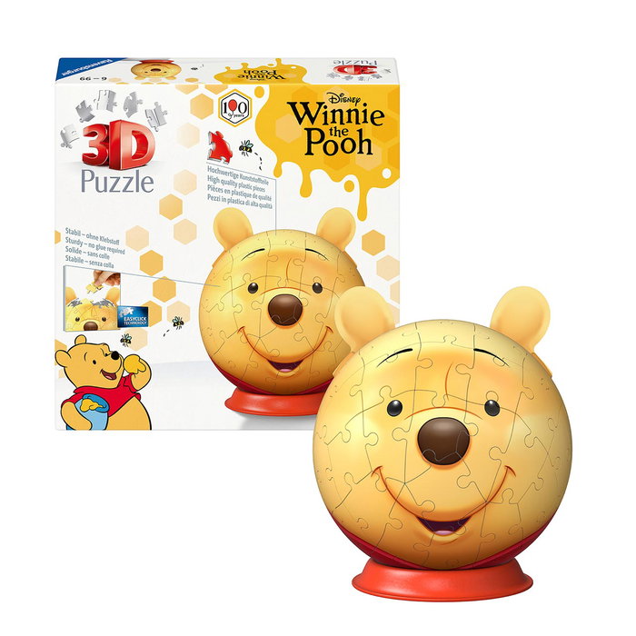 Ravensburger Puzzle 3D Winnie Pooh Disney avec Oreilles - 72 Pièces - À Partir de 6 Ans - Réf. 12008070 Ravensburger Puzzle 3D Winnie Pooh Disney avec Oreilles - 72 Pièces - À Partir de 6 Ans - Réf. 12008070