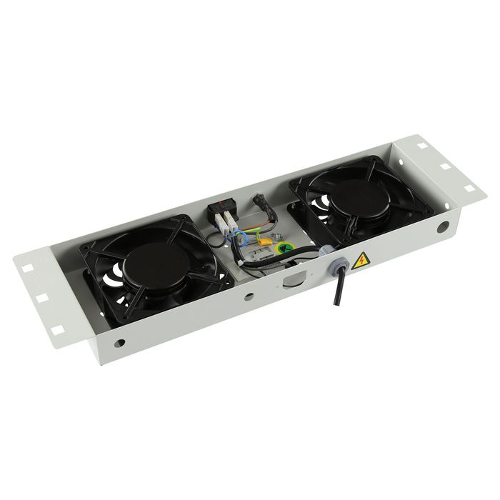 Lanview Logon RAF115WH - Module de ventilation avec 2 ventilateurs pour toit, thermostat analogique intégré, débit d'air 280 m³/h, niveau sonore 42.5-44.5 dB, couleur RAL7035