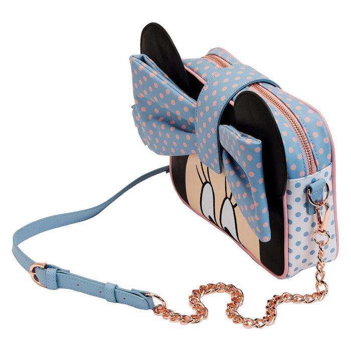 LOUNGEFLY Sac bandoulière à motif pois pastel Minnie Mouse Disney - 22.5 * 16.25 * 6.25 cm - Vegan avec fermoirs dorés LOUNGEFLY Sac bandoulière à motif pois pastel Minnie Mouse Disney - 22.5 * 16.25 * 6.25 cm - Vegan avec fermoirs dorés