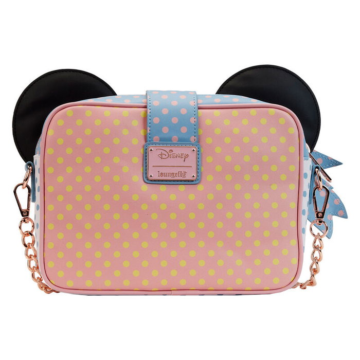 LOUNGEFLY Sac bandoulière à motif pois pastel Minnie Mouse Disney - 22.5 * 16.25 * 6.25 cm - Vegan avec fermoirs dorés LOUNGEFLY Sac bandoulière à motif pois pastel Minnie Mouse Disney - 22.5 * 16.25 * 6.25 cm - Vegan avec fermoirs dorés