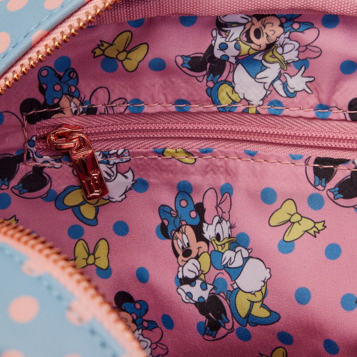 LOUNGEFLY Sac bandoulière à motif pois pastel Minnie Mouse Disney - 22.5 * 16.25 * 6.25 cm - Vegan avec fermoirs dorés LOUNGEFLY Sac bandoulière à motif pois pastel Minnie Mouse Disney - 22.5 * 16.25 * 6.25 cm - Vegan avec fermoirs dorés