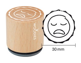 Woodies Sello de madera y caucho cara triste 33x30mm