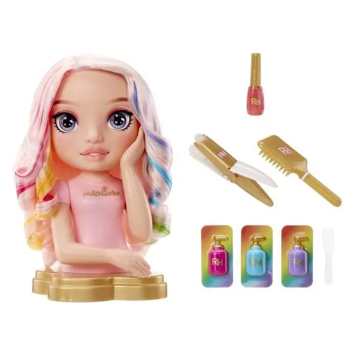 Rainbow High - Tête à coiffer Bella - Poupée 33 cm avec coloration cheveux et ongles - À partir de 4 ans