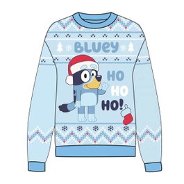 Cerdá - Jersey à col rond avec motif Bluey de Noël - Taille 3 ans - Pour enfant de 3 ans - Bleu clair