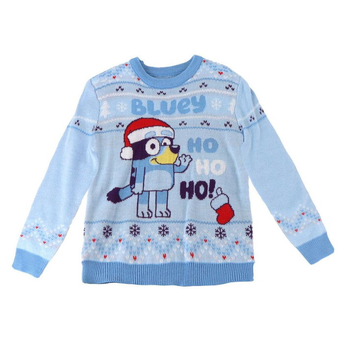 Bluey Pull de Noël Bleu clair - 3 ans