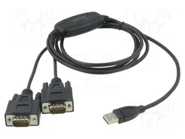 DIGITUS Convertisseur USB-RS232 avec 2 prises D-Sub 9pin, USB A, 1,5m