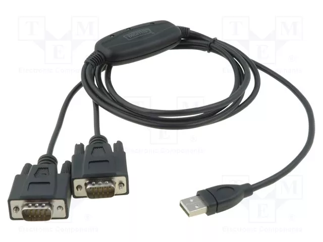 DIGITUS Convertisseur USB-RS232 avec 2 prises D-Sub 9pin, USB A, 1,5m DIGITUS Convertisseur USB-RS232 avec 2 prises D-Sub 9pin, USB A, 1,5m