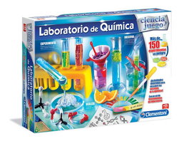 Clementoni Laboratoire de Chimie 55082 - Kit scientifique complet pour 150 expériences faciles et sécurisées - Manuel en espagnol - À partir de 8 ans