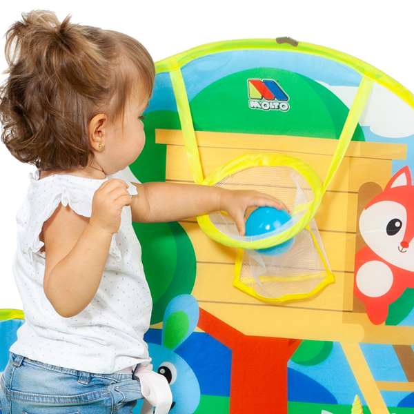 Molto Parc de jeux avec panier et 25 balles - 76x100x110 cm - Pour enfants dès 1 an - Espagnol/Anglais