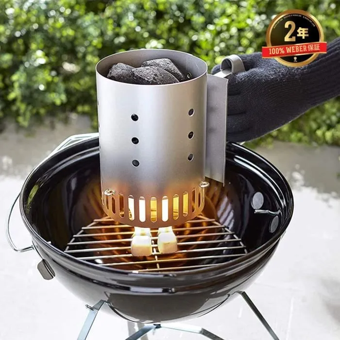 Weber - Cheminée d'allumage Rapidfire pour charbon, modèle Smokey Joe/Go-Anywhere, en acier inoxydable gris