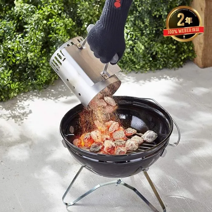 Weber - Cheminée d'allumage Rapidfire pour charbon, modèle Smokey Joe/Go-Anywhere, en acier inoxydable gris