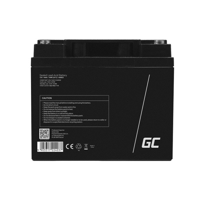 Batterie pour Système d'Alimentation Sans Interruption Green Cell AGM23 44 Ah 12 V Batterie pour Système d'Alimentation Sans Interruption Green Cell AGM23 44 Ah 12 V