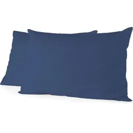 Lovely Home Lot de 2 Taies d'Oreiller 50 x 70 cm en 100% Coton Bleu - Rénovation Déco Chambre