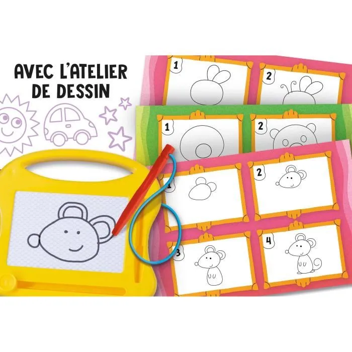 Lisciani Giochi CAROTINA Mini ardoise magique Alphabet éducatif - Apprentissage lettres, dessin, écriture pour enfants 3-6 ans avec fiches pédagogiques réutilisables