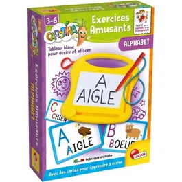 Lisciani Giochi CAROTINA Mini ardoise magique Alphabet éducatif - Apprentissage lettres, dessin, écriture pour enfants 3-6 ans avec fiches pédagogiques réutilisables