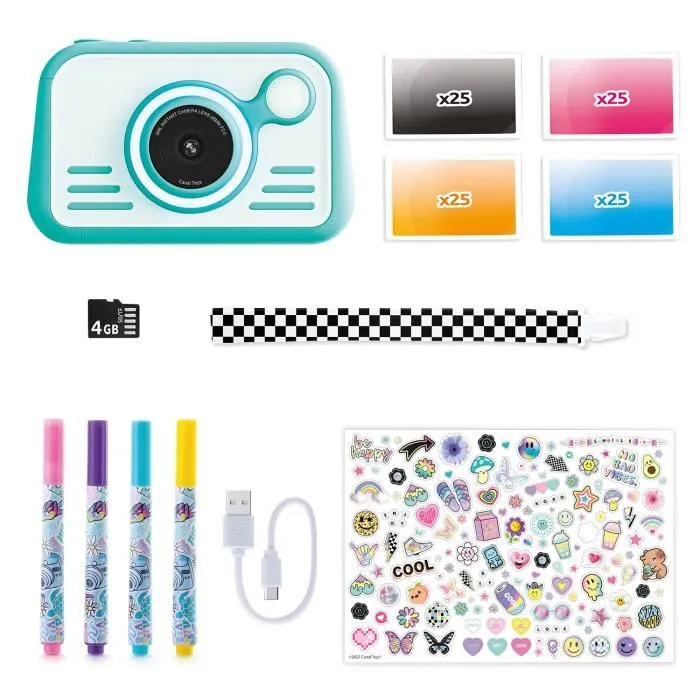 Canal Toys Appareil Photo Instantané Creator CLK 046 - Écran Tactile 3" HD - Imprimeur 100 Photos - Papier Photo 4 Couleurs - Carte SD 4 Go Incluse