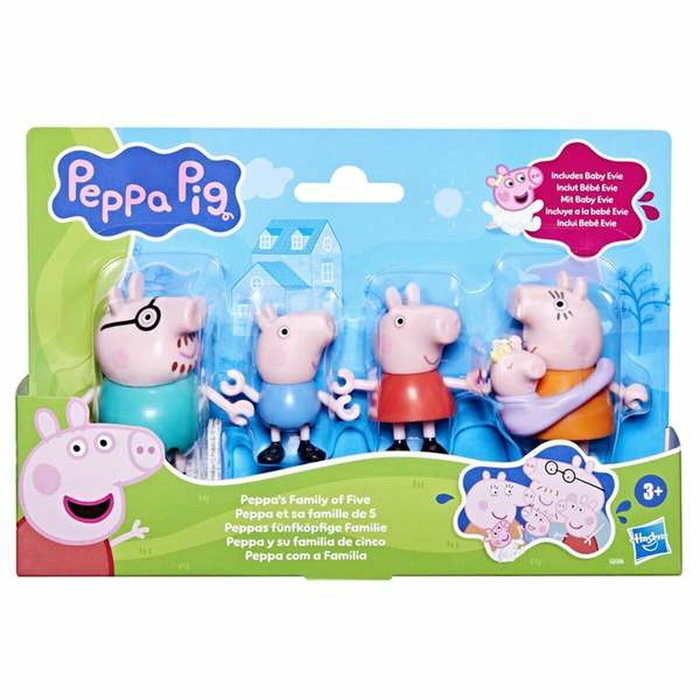 Hasbro Peppa et sa famille de 5 avec bébé Evie, coffret de figurines