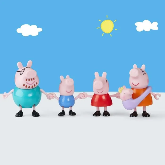 Hasbro Peppa Pig Figurines articulées Famille de 5 avec bébé Evie, coffret jouets pour garçons et filles dès 3 ans Hasbro Peppa Pig Figurines articulées Famille de 5 avec bébé Evie, coffret jouets pour garçons et filles dès 3 ans