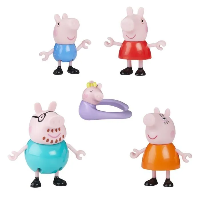 Hasbro Peppa Pig Figurines articulées Famille de 5 avec bébé Evie, coffret jouets pour garçons et filles dès 3 ans Hasbro Peppa Pig Figurines articulées Famille de 5 avec bébé Evie, coffret jouets pour garçons et filles dès 3 ans