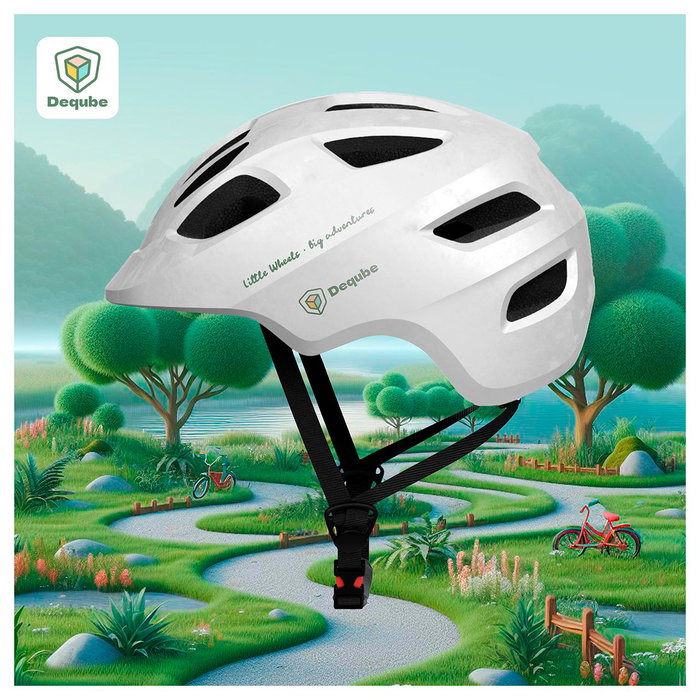 DEQUBE Casque de vélo pour enfant blanc 48-52 cm léger et ventilé, âge recommandé 2-5 ans