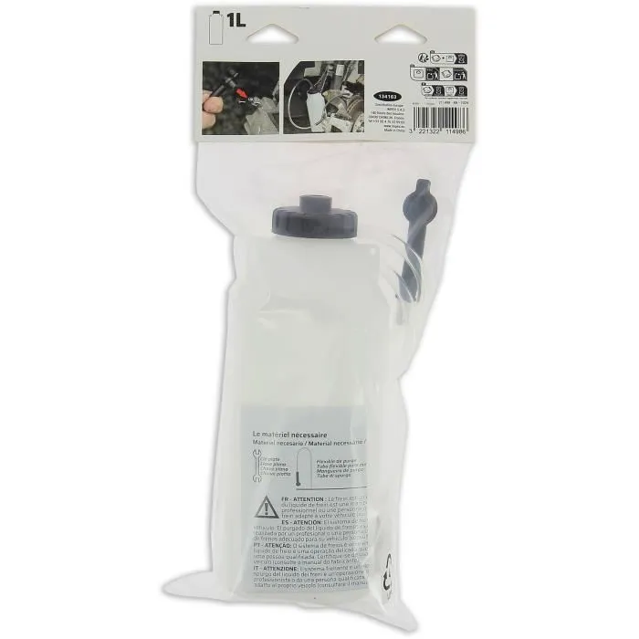 Powertrac Purgeur de frein avec bocal 0,5L et clapet anti-retour - PRECISION STEEL - Flexible 45 cm Powertrac Purgeur de frein avec bocal 0,5L et clapet anti-retour - PRECISION STEEL - Flexible 45 cm