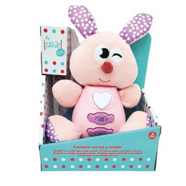 Tachan Peluche Interactive Winfun - Lapin Conejo avec Lumières et Sons, Éducatif, Développe l'Imagination et la Coordination, Multilingue, pour Enfants dès 3 Mois