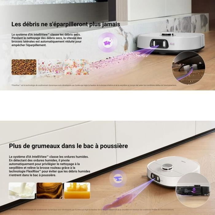 Eureka J15 Pro Ultra - Robot aspirateur laveur 16 200 Pa avec lavage à l'eau chaude 75°C Eureka J15 Pro Ultra - Robot aspirateur laveur 16 200 Pa avec lavage à l'eau chaude 75°C