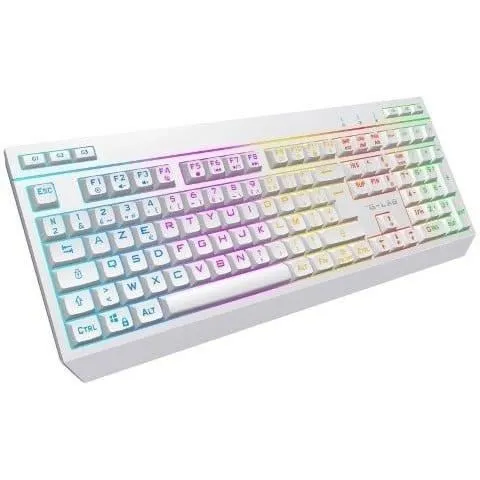 The G-Lab TUNGSTEN EX W - Combo gamer sans fil clavier AZERTY et souris 6400 DPI avec 32 macros configurables - Blanc