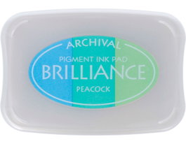 Tsukineko BRILLIANCE Almohadilla de tinta 3 couleurs pavo real effet nacaré 95x65mm