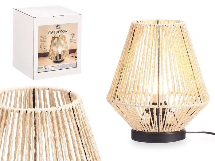 Giftdecor Lampe de table pyramide en corde, métal, papier, plastique, noir et marron, 22 x 26 x 22 cm, E27 40 W max (Set de 4) Giftdecor Lampe de table pyramide en corde, métal, papier, plastique, noir et marron, 22 x 26 x 22 cm, E27 40 W max (Set de 4)