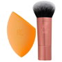 Real Techniques Mini Duo de Voyage 2 Pièces avec Pinceau et Éponge Orange
