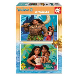 Educa Puzzle Disney Vaiana 2 Puzzles de 48 Pièces Chacun Modèle 20102, Grandes Pièces pour Enfants à Partir de 4 Ans