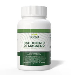 SOTYA Bisglycinate de Magnésium avec Zinc et Vitamine D 750mg, 100 capsules